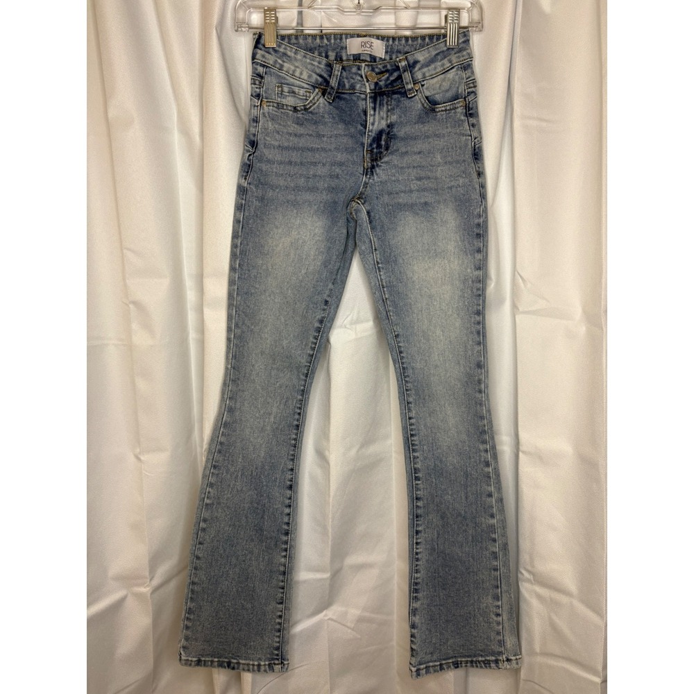 Light Acid Wash Rise Supply Co Mid Rise Bootcut Stretch Denim Jeans Size 1